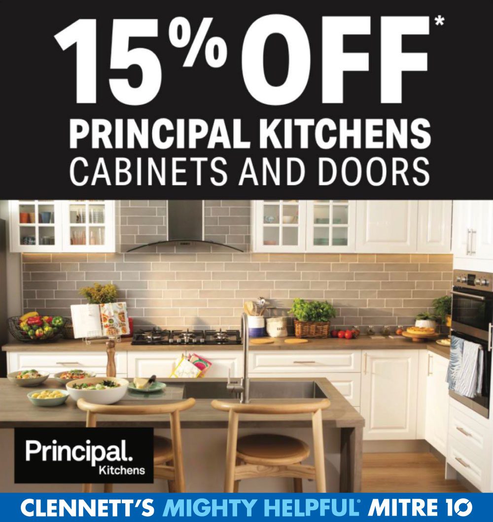 15%-OFF-Principal-Kitchens Clennetts Mitre 10